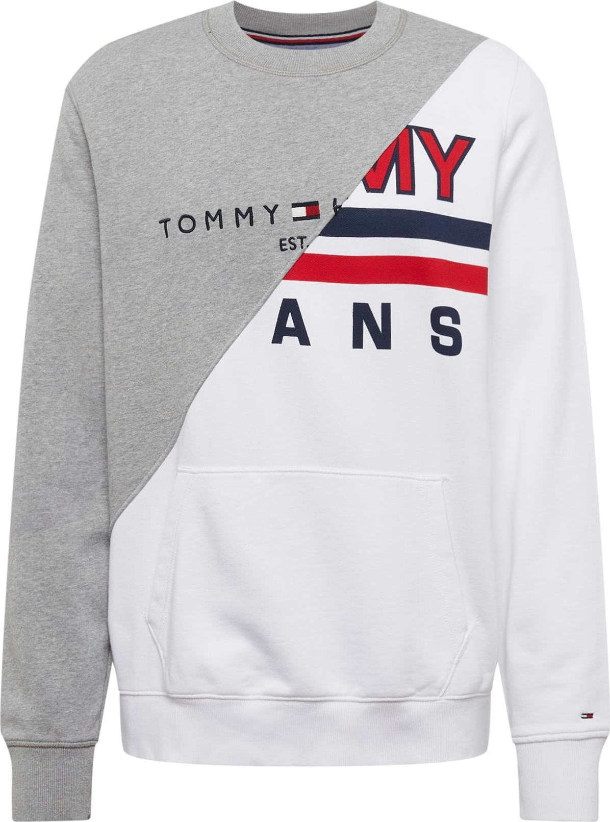 Tommy Jeans Mikina námořnická modř / šedý melír / červená / bílá