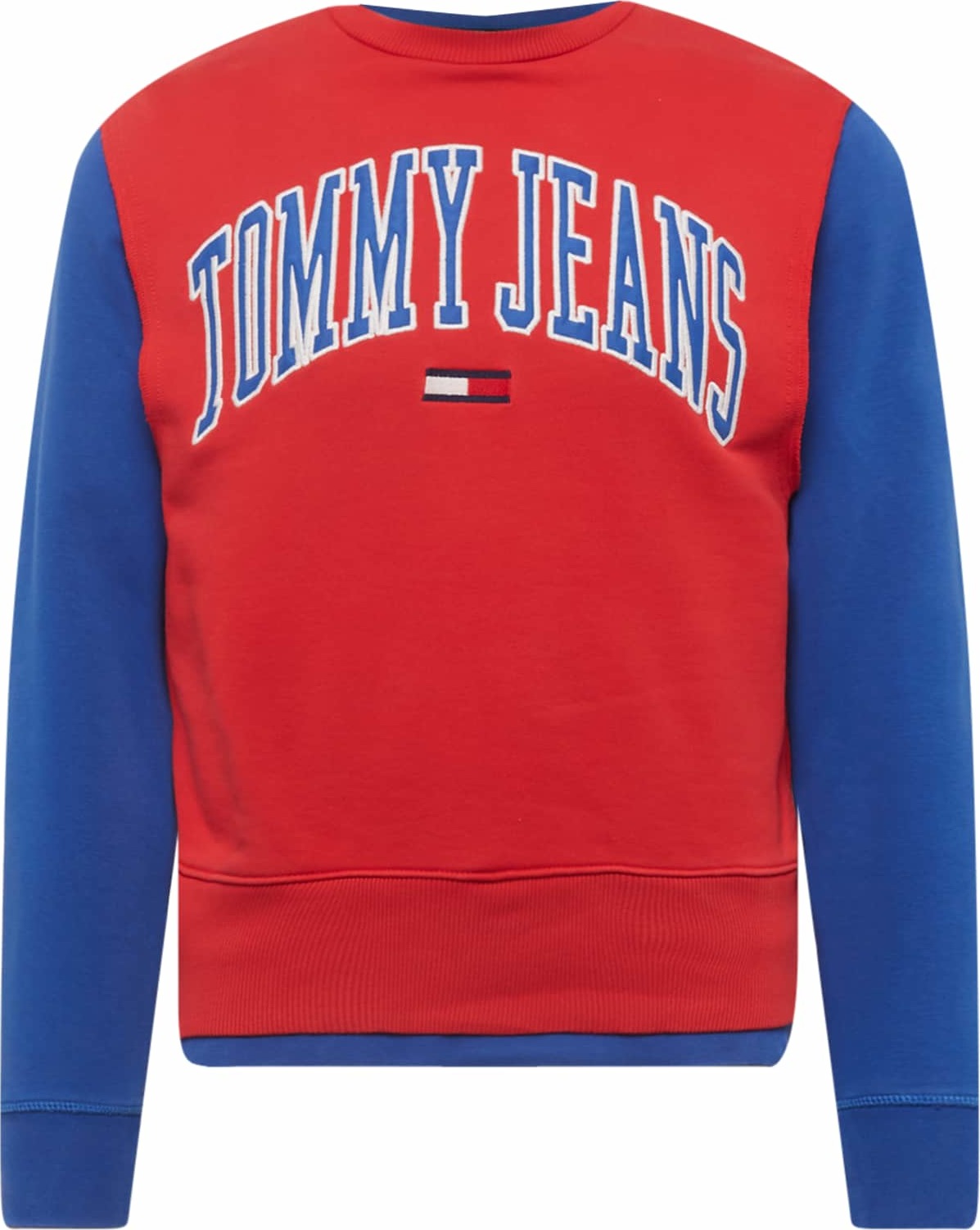 Tommy Jeans Mikina nebeská modř / červená / bílá