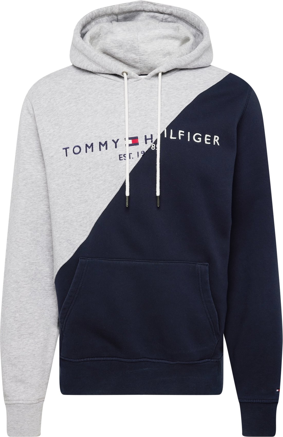 Tommy Jeans Mikina noční modrá / světle šedá / červená / bílá