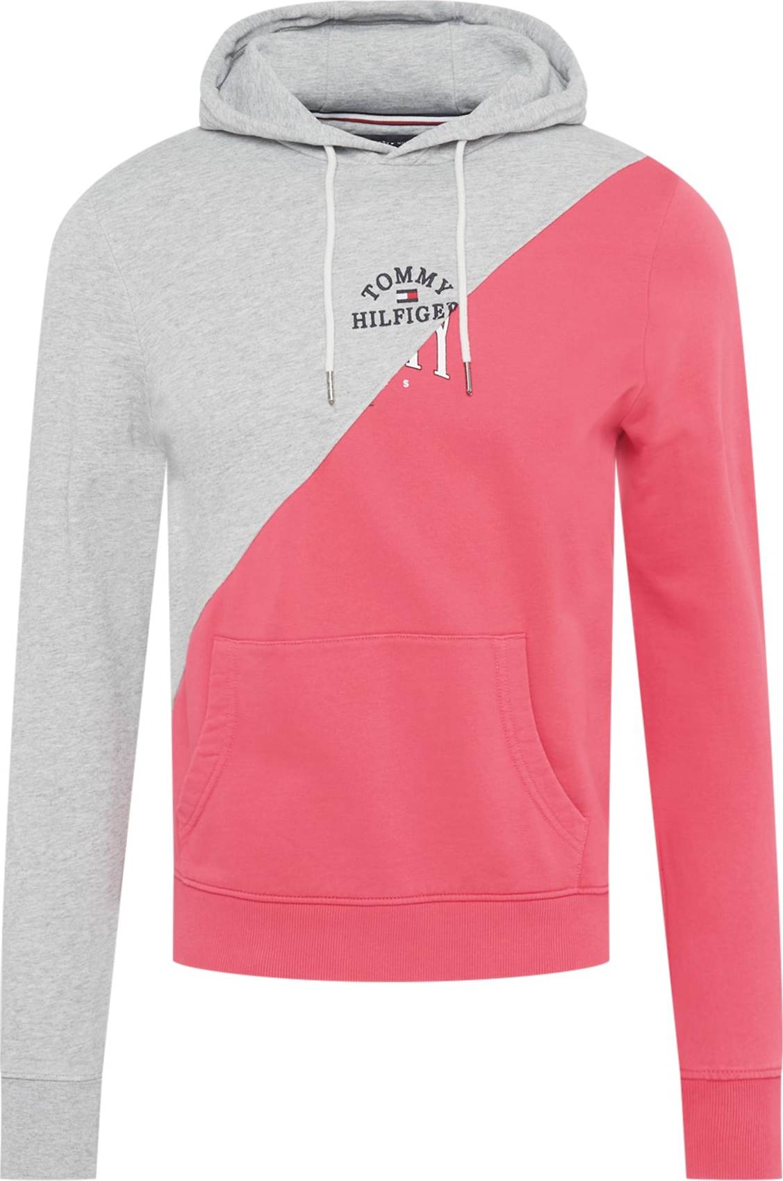 Tommy Jeans Mikina tmavě modrá / šedý melír / pink / bílá