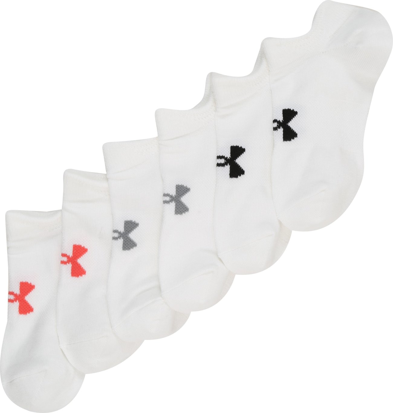 UNDER ARMOUR Sportovní ponožky šedá / korálová / černá / bílá