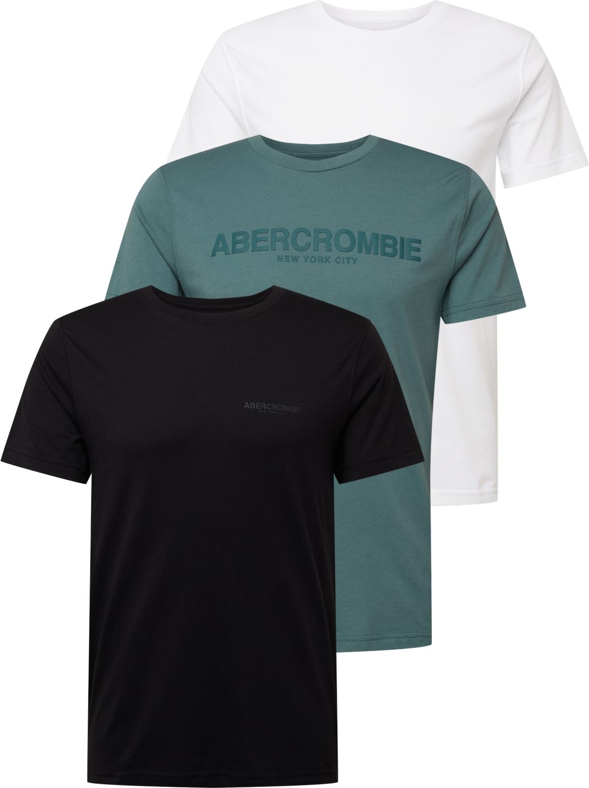 Abercrombie & Fitch Tričko zelená / černá / bílá