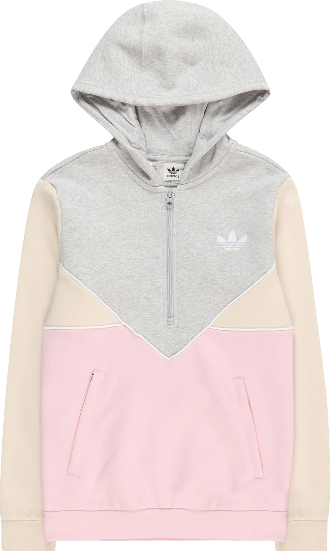 ADIDAS ORIGINALS Mikina béžová / šedý melír / růžová / bílá