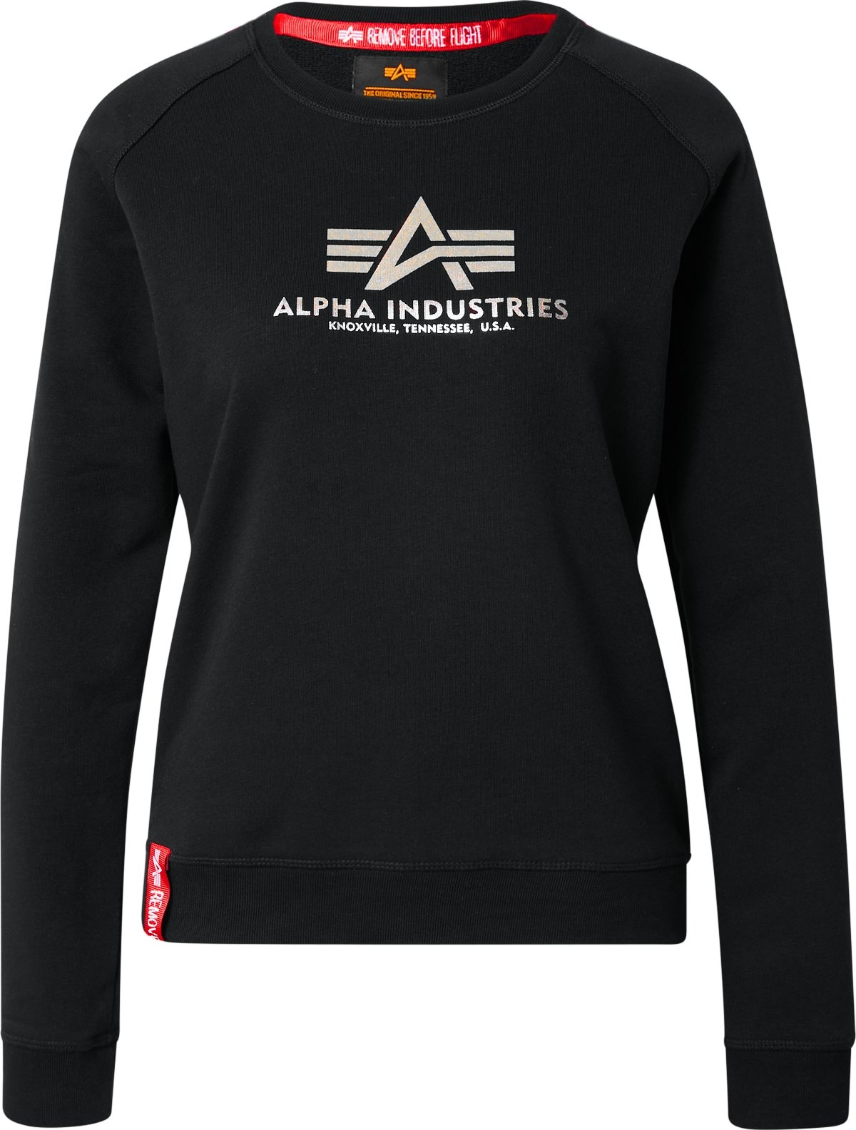 ALPHA INDUSTRIES Mikina černá / stříbrná