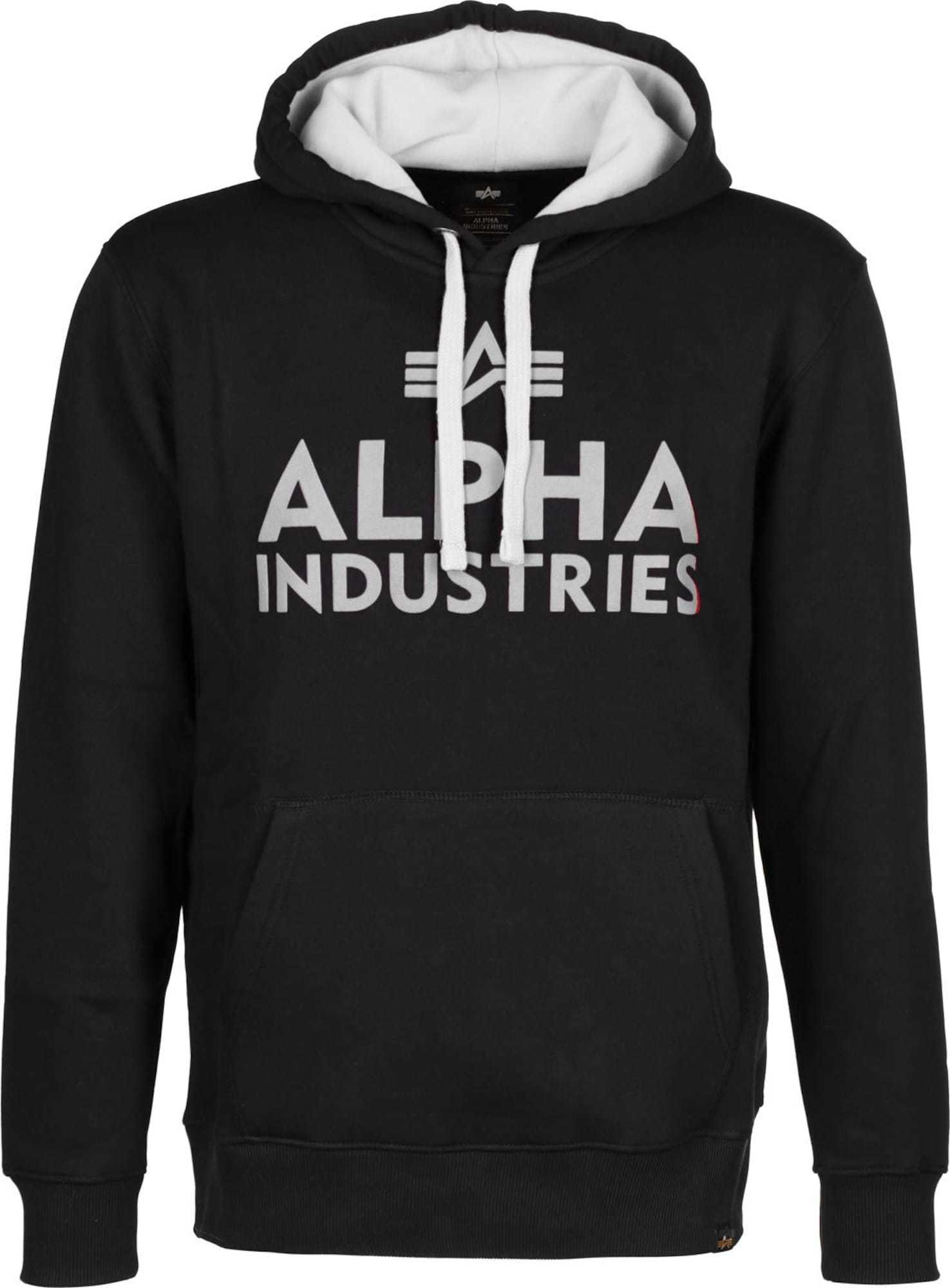 ALPHA INDUSTRIES Mikina 'Foam Print' černá / bílá