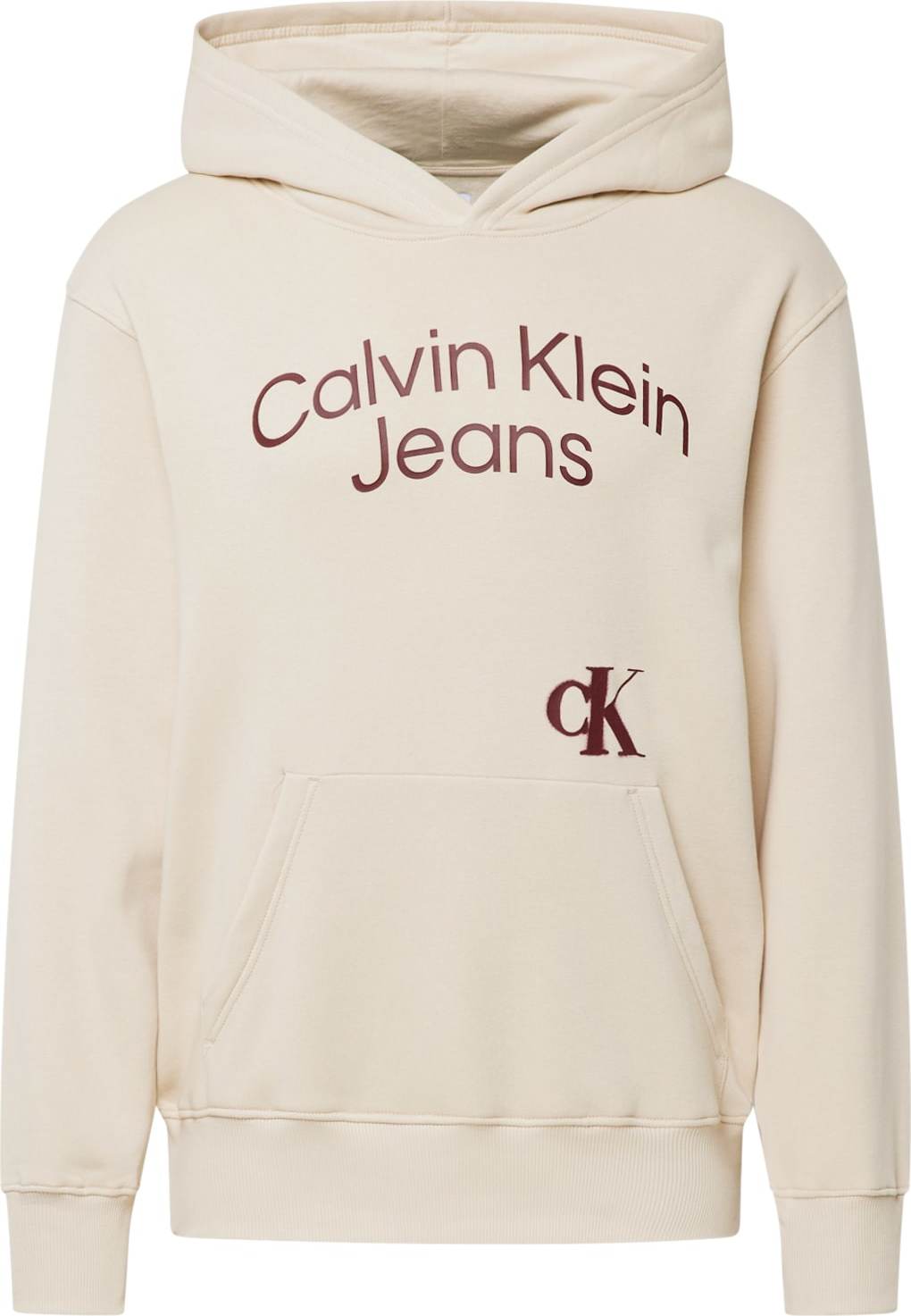 Calvin Klein Jeans Mikina béžová / vínově červená