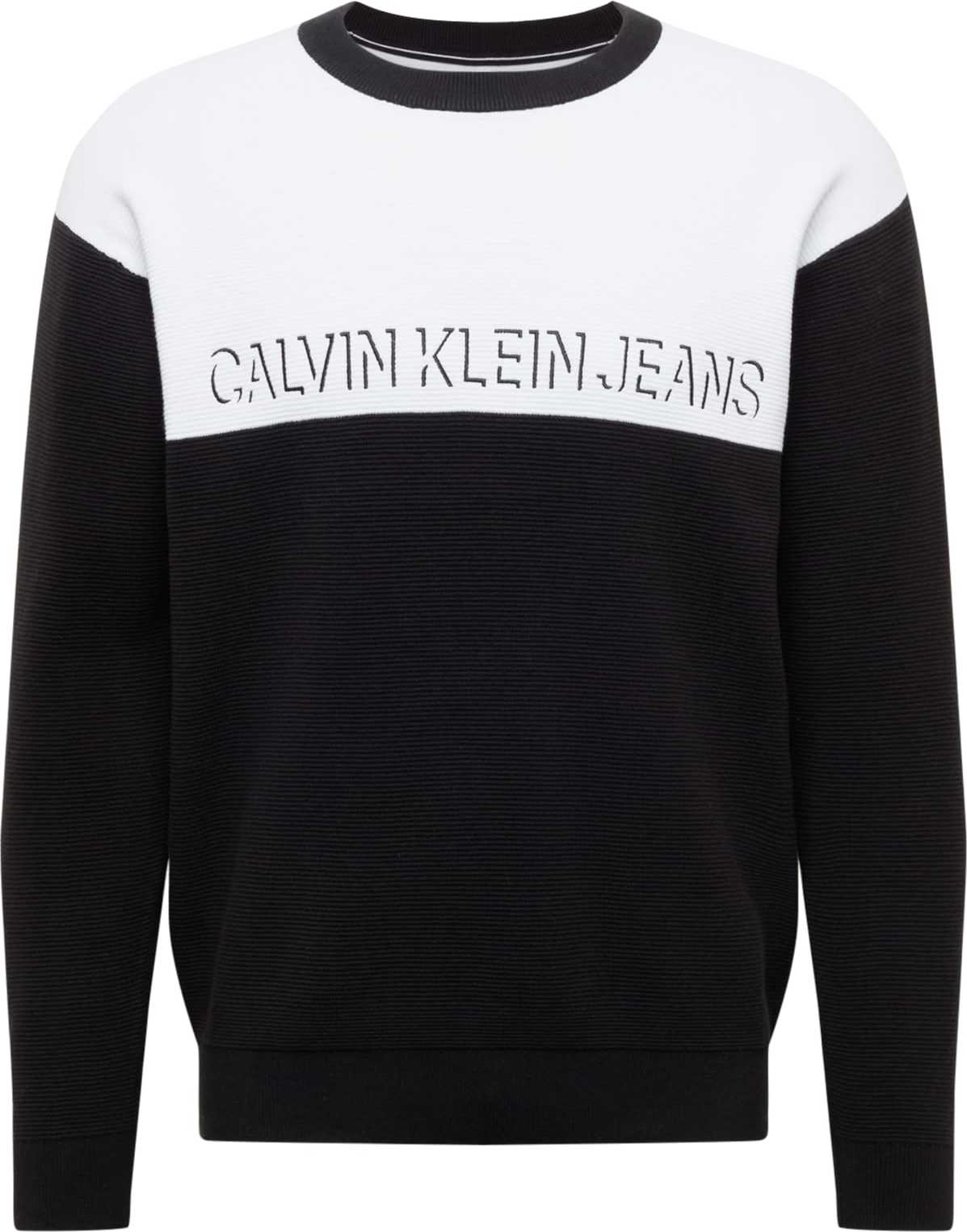 Calvin Klein Jeans Svetr černá / bílá