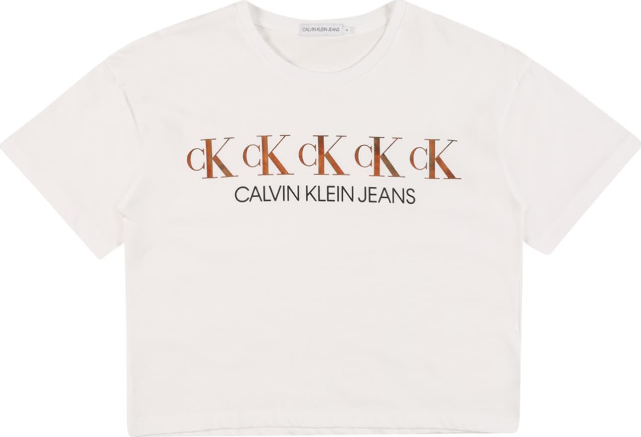 Calvin Klein Jeans Tričko zlatá / bílá