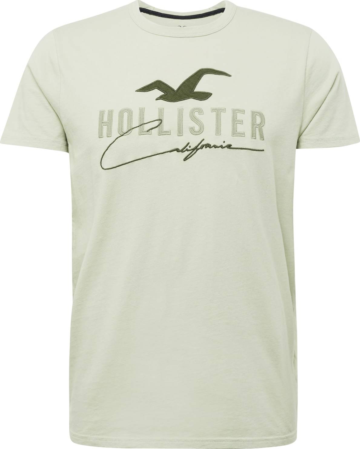 HOLLISTER Tričko khaki / pastelově zelená