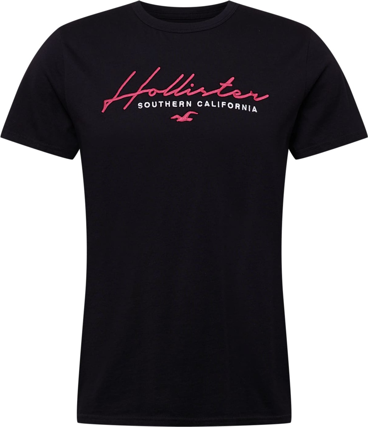 HOLLISTER Tričko pink / černá / bílá