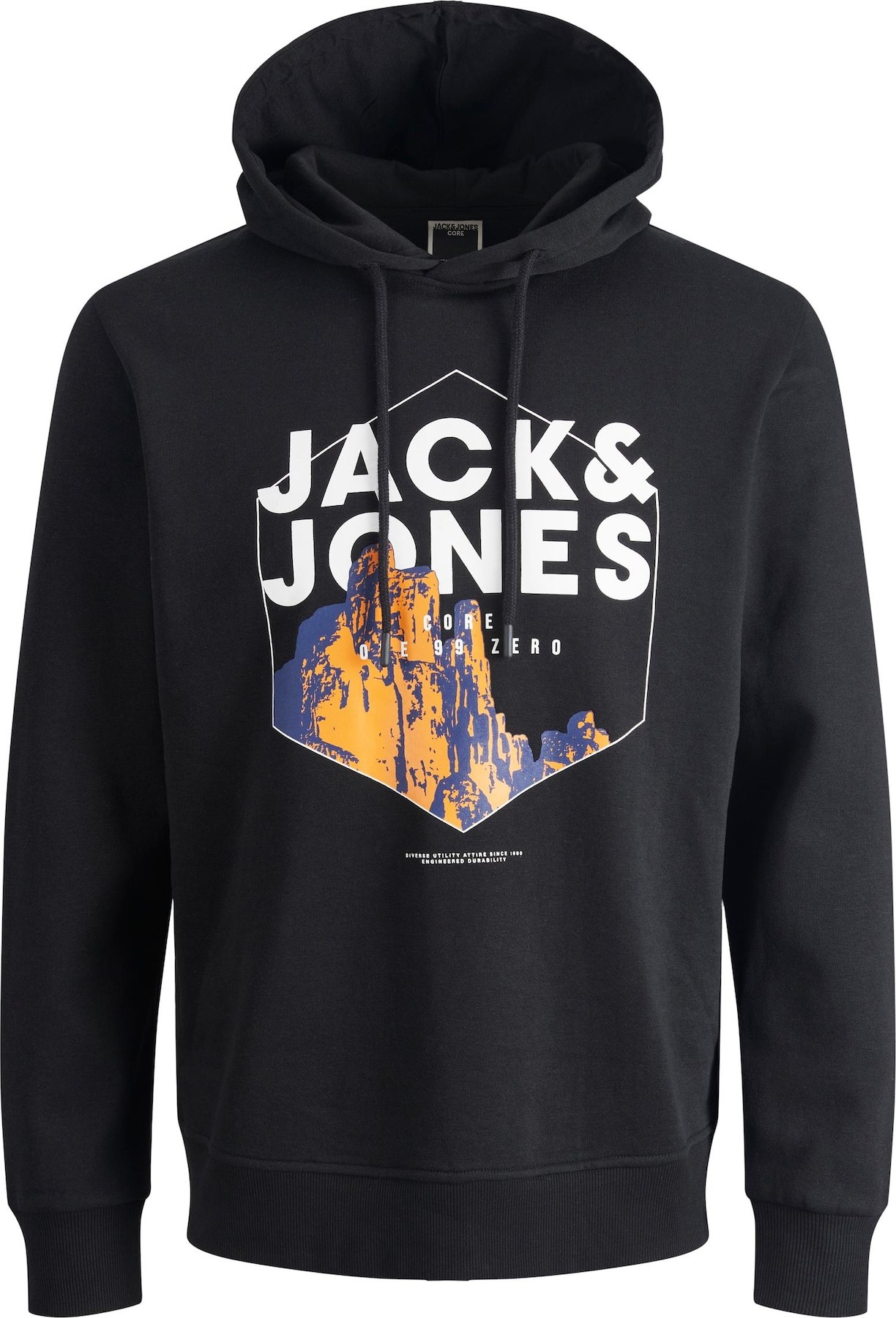 JACK & JONES Mikina 'Kalf' námořnická modř / zlatě žlutá / černá / bílá