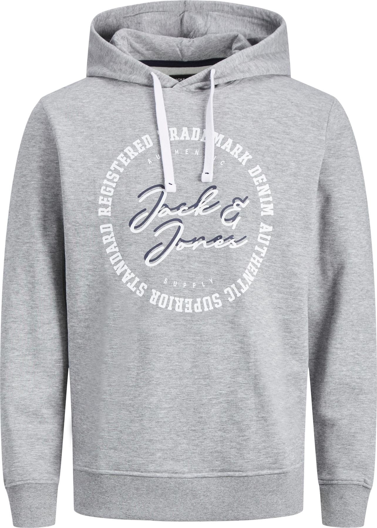 JACK & JONES Mikina světle šedá / černá / bílá