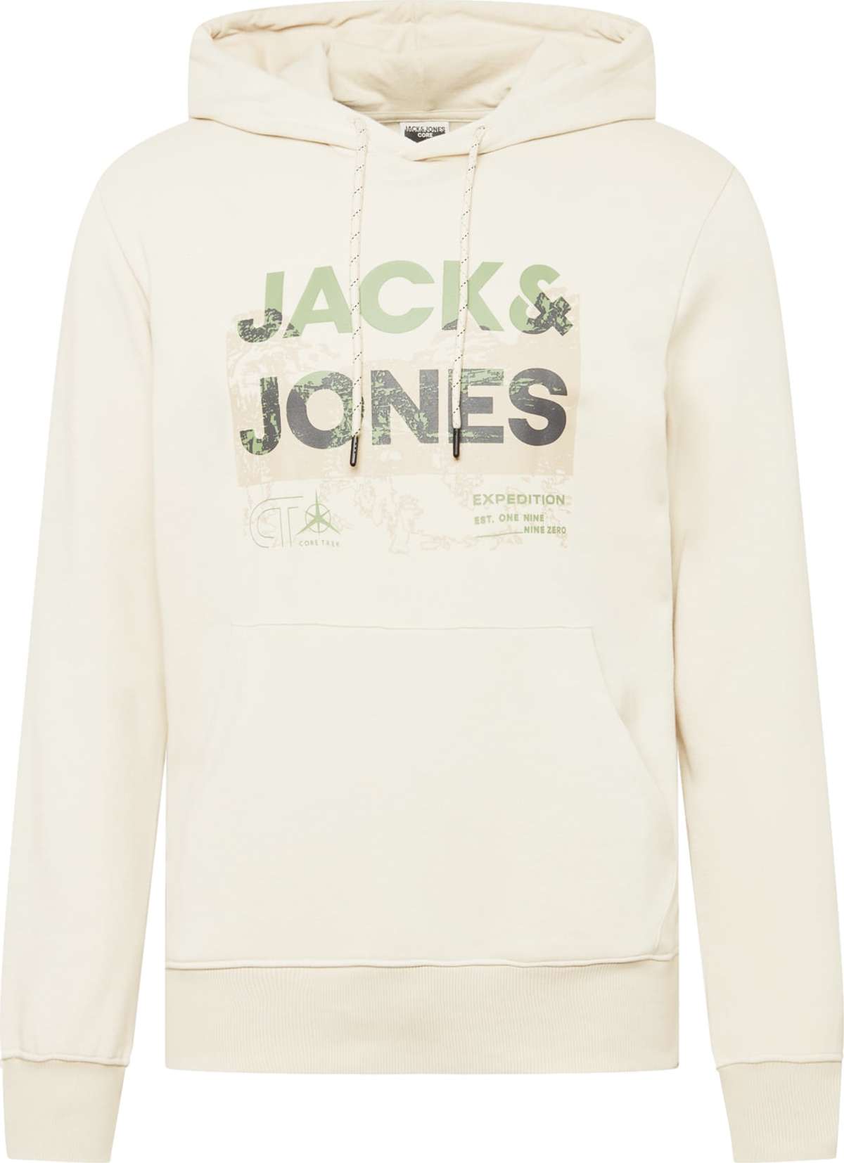 JACK & JONES Mikina 'TREK' béžová / grafitová / kámen / jablko