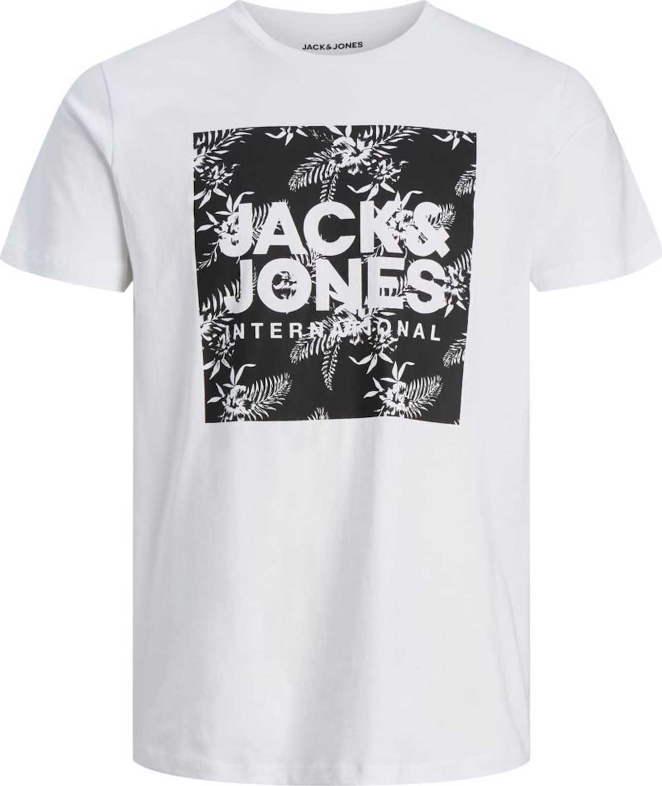 JACK & JONES Tričko černá / bílá