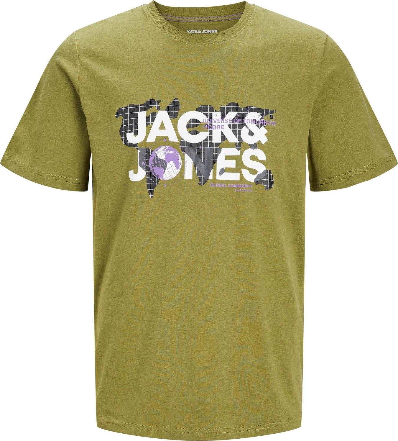 JACK & JONES Tričko 'DUST' olivová / černá / bílá