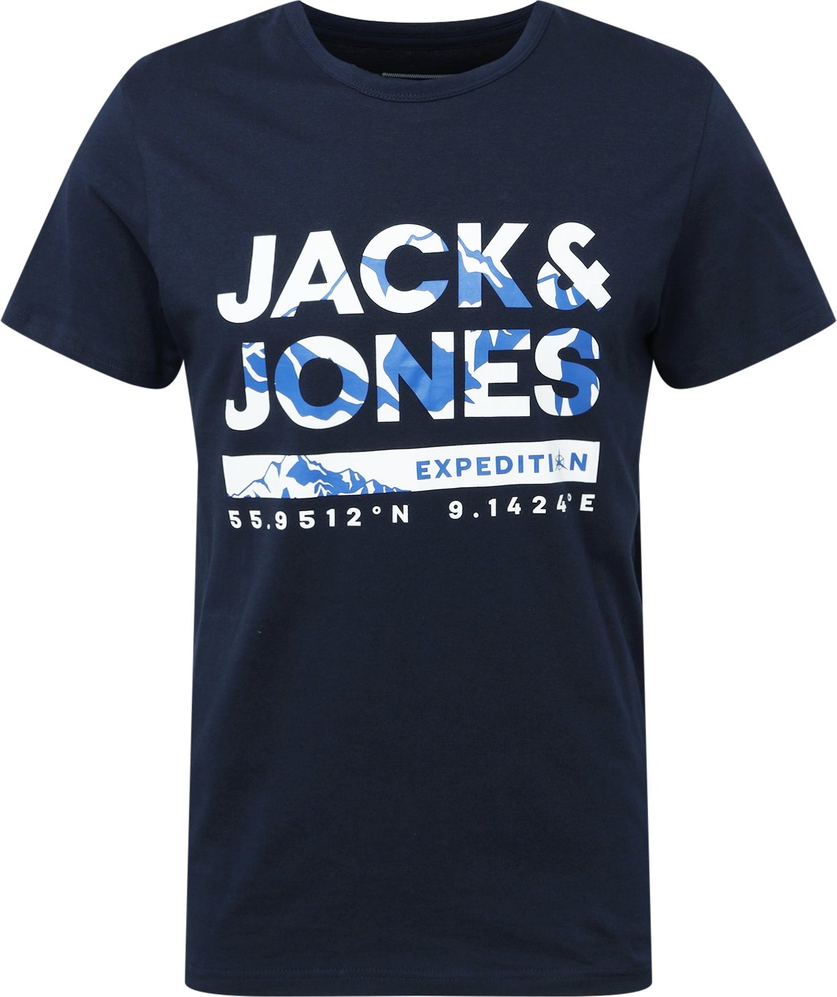 JACK & JONES Tričko 'HUNTER' modrá / námořnická modř / bílá