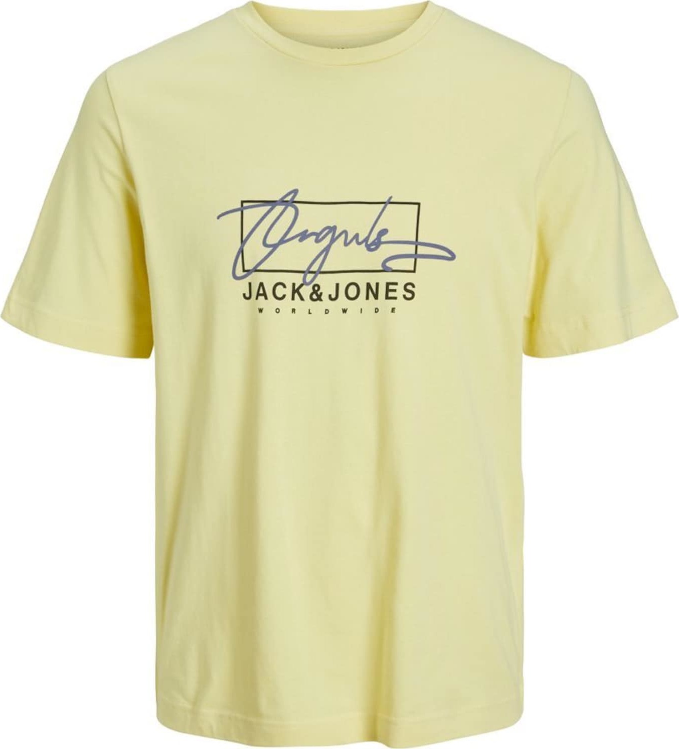 JACK & JONES Tričko modrá / žlutá / světle žlutá / černá