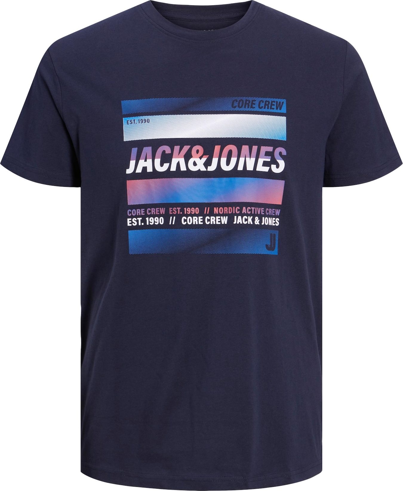 JACK & JONES Tričko námořnická modř / světlemodrá / růžová / bílá