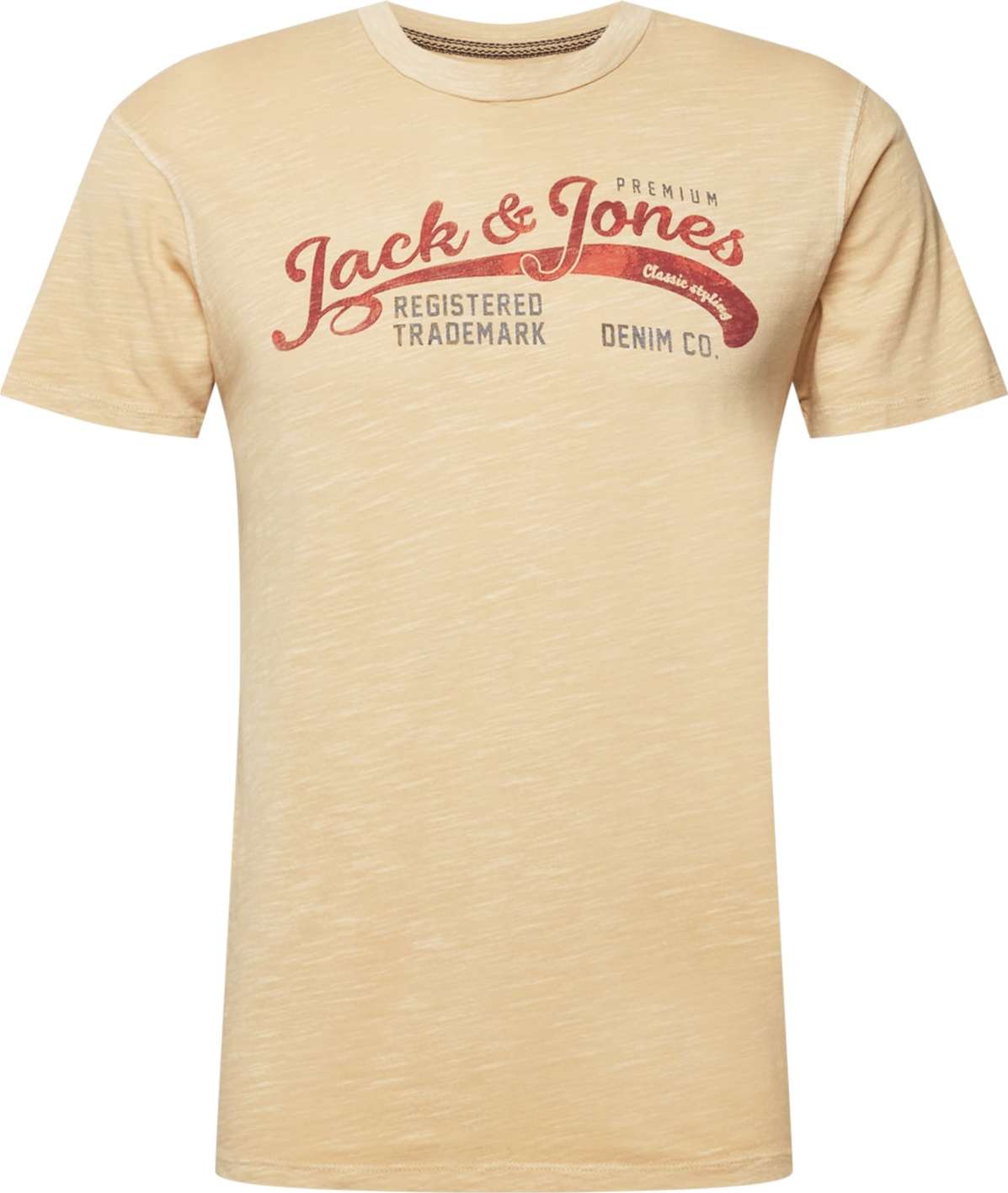 JACK & JONES Tričko světle žlutá / šedá / červená