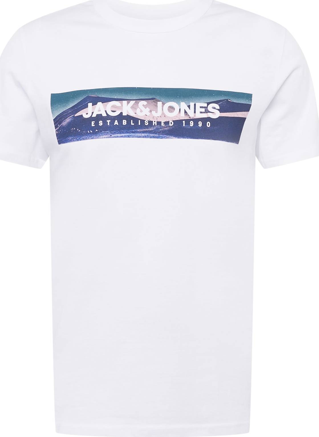 JACK & JONES Tričko 'VALLEY' béžová / tyrkysová / indigo / bílá