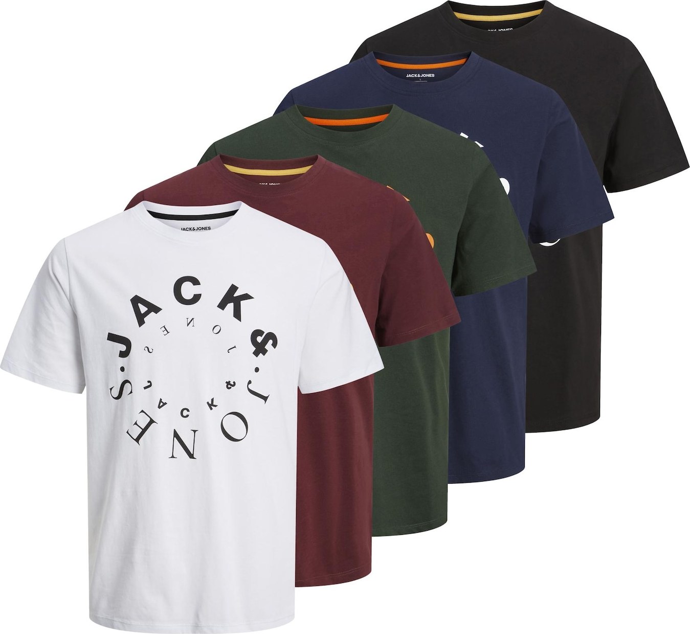 JACK & JONES Tričko 'WARRIOR' námořnická modř / khaki / černá / bílá