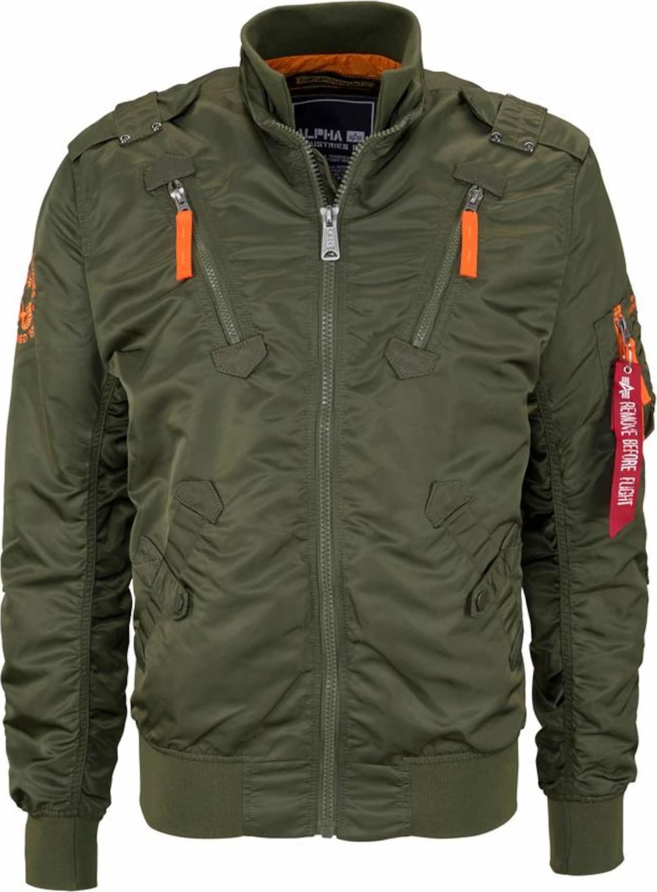 Přechodná bunda 'Falcon II' alpha industries tmavě zelená / oranžová