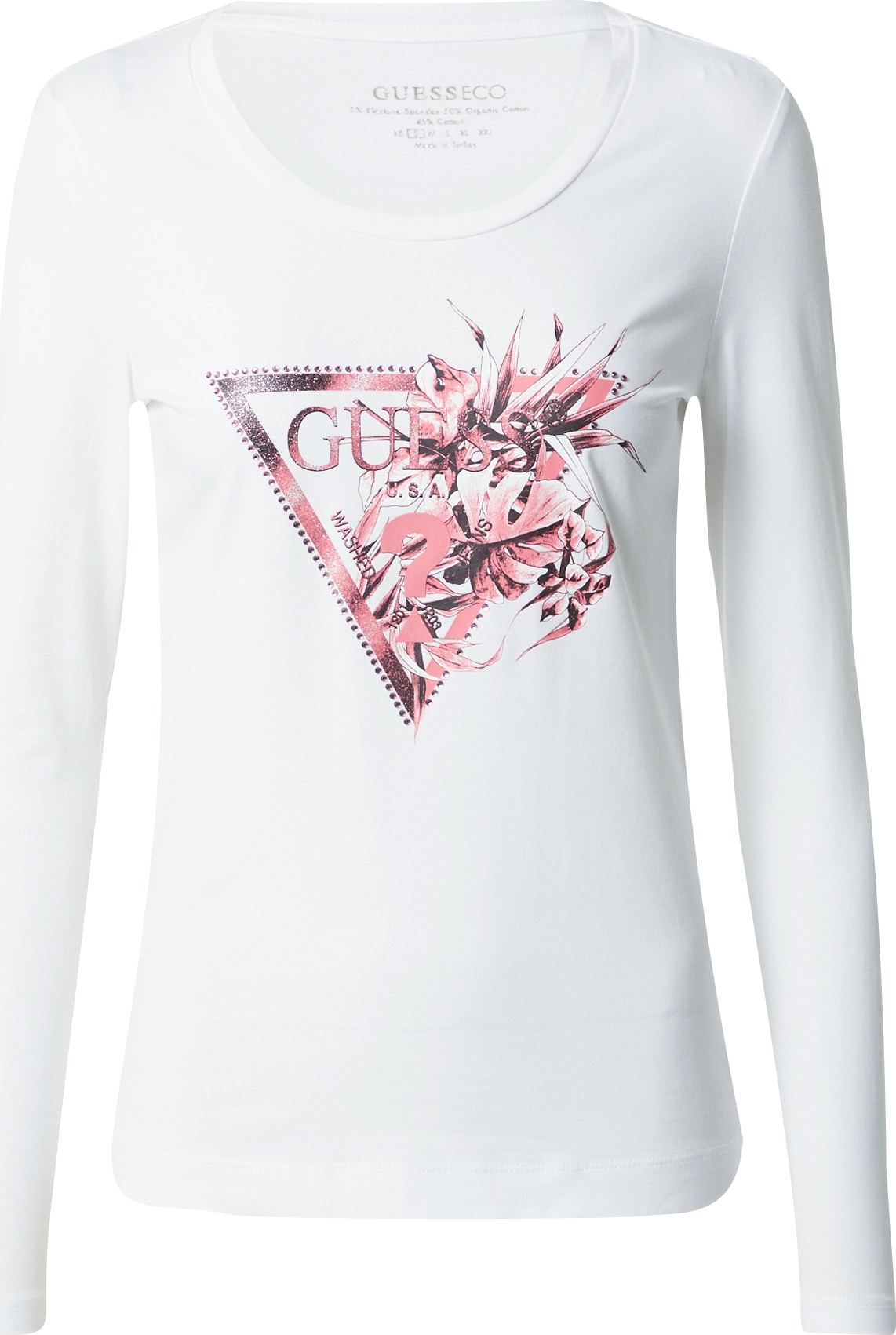 Tričko Guess růžová / černá / bílá