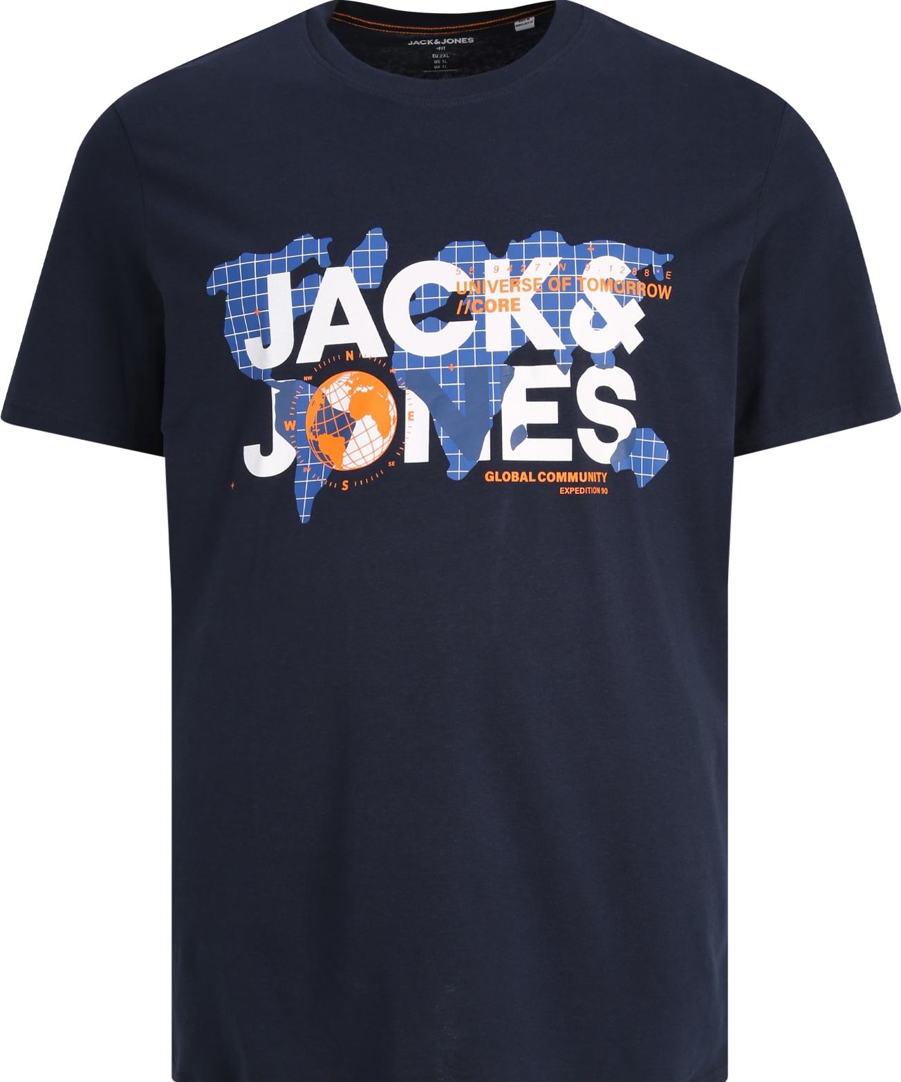 Tričko 'DUST' Jack & Jones Plus námořnická modř / oranžová / bílá