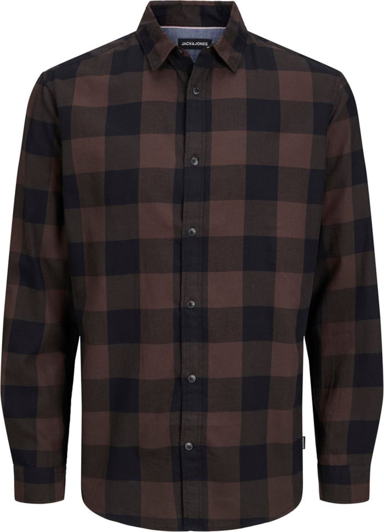 Košile 'Gingham ' jack & jones hnědá / černá