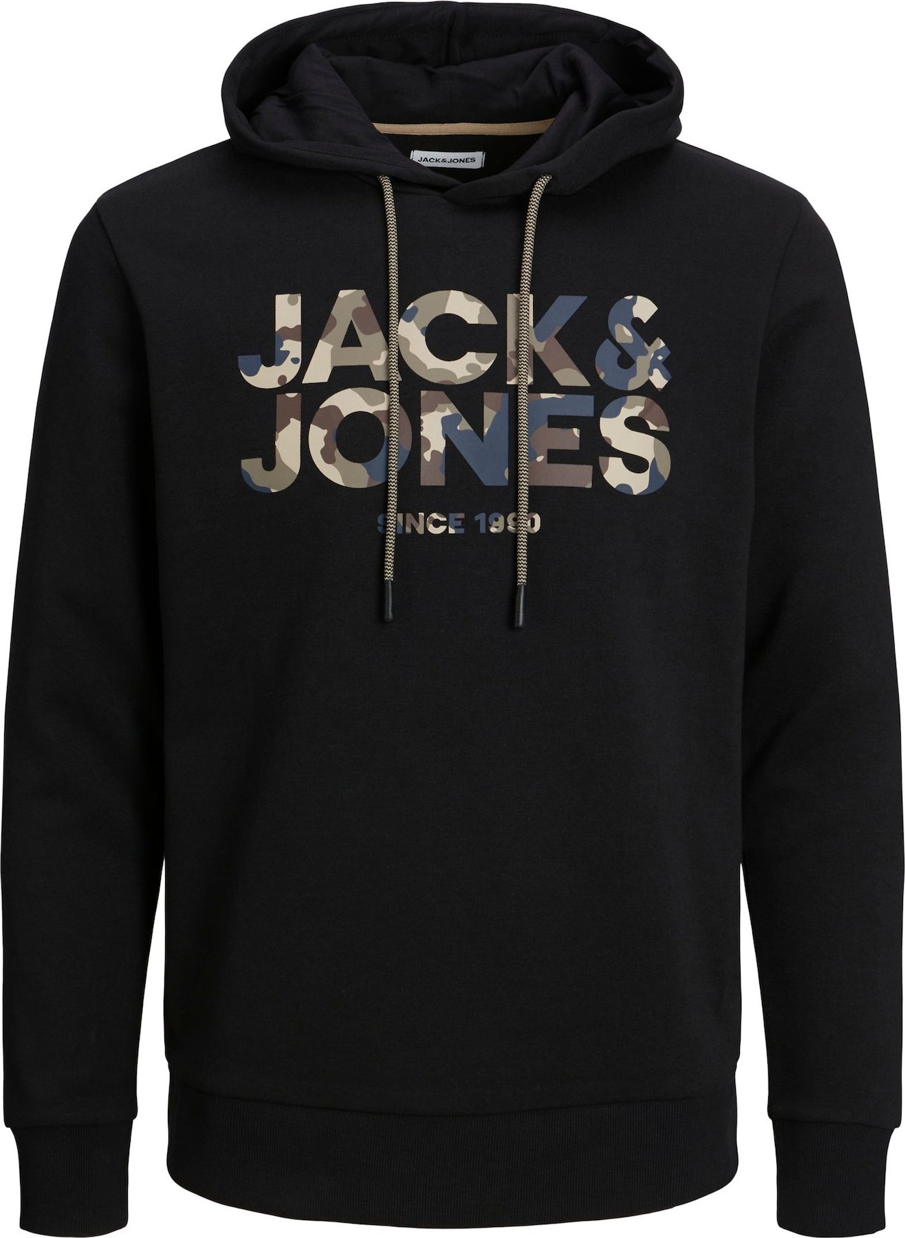 Mikina Jack & Jones Plus béžová / tmavě modrá / hnědá / černá