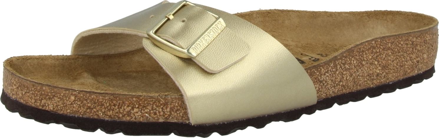 Pantofle Birkenstock hnědá / zlatá