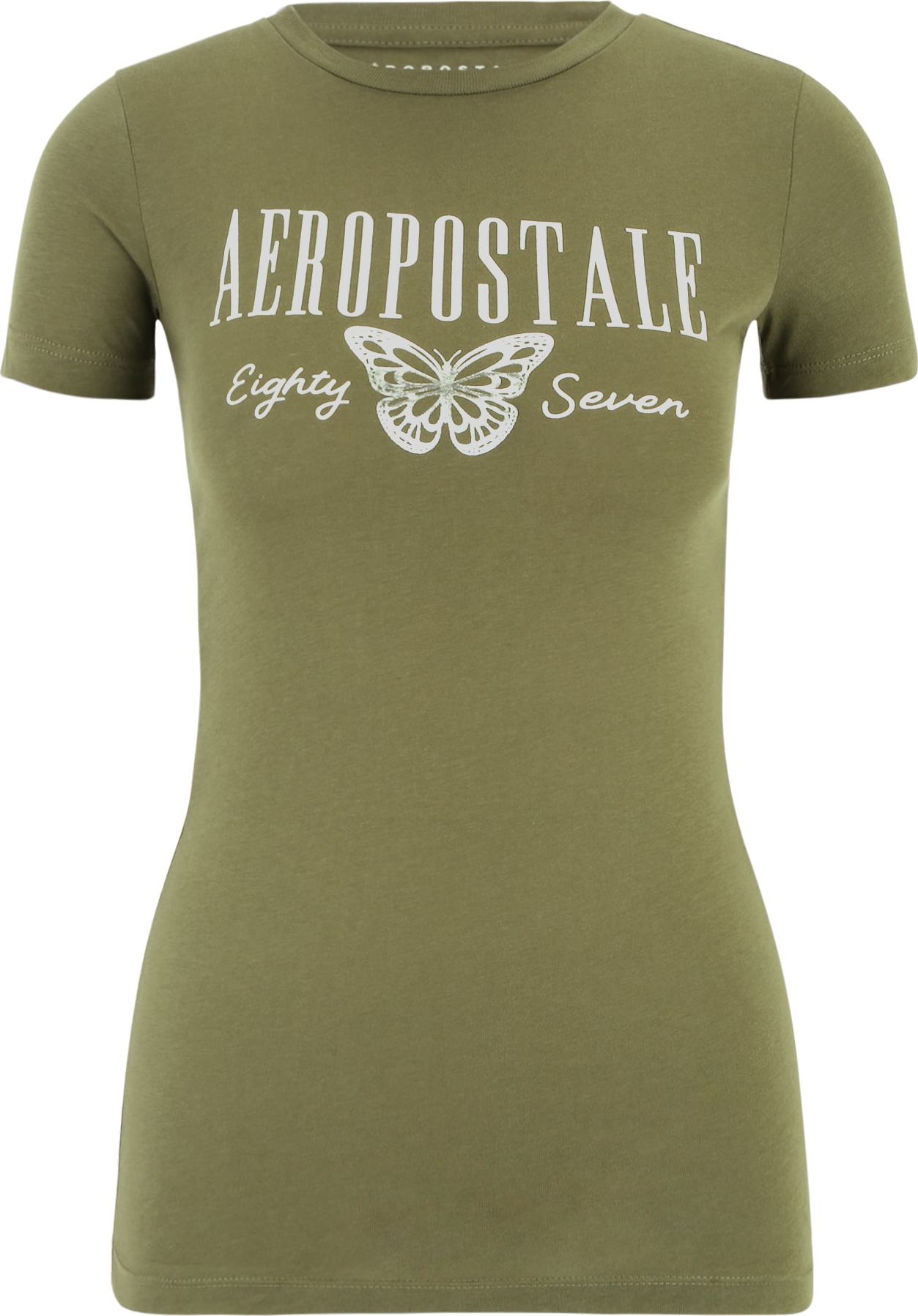 Tričko AÉROPOSTALE khaki / bílá