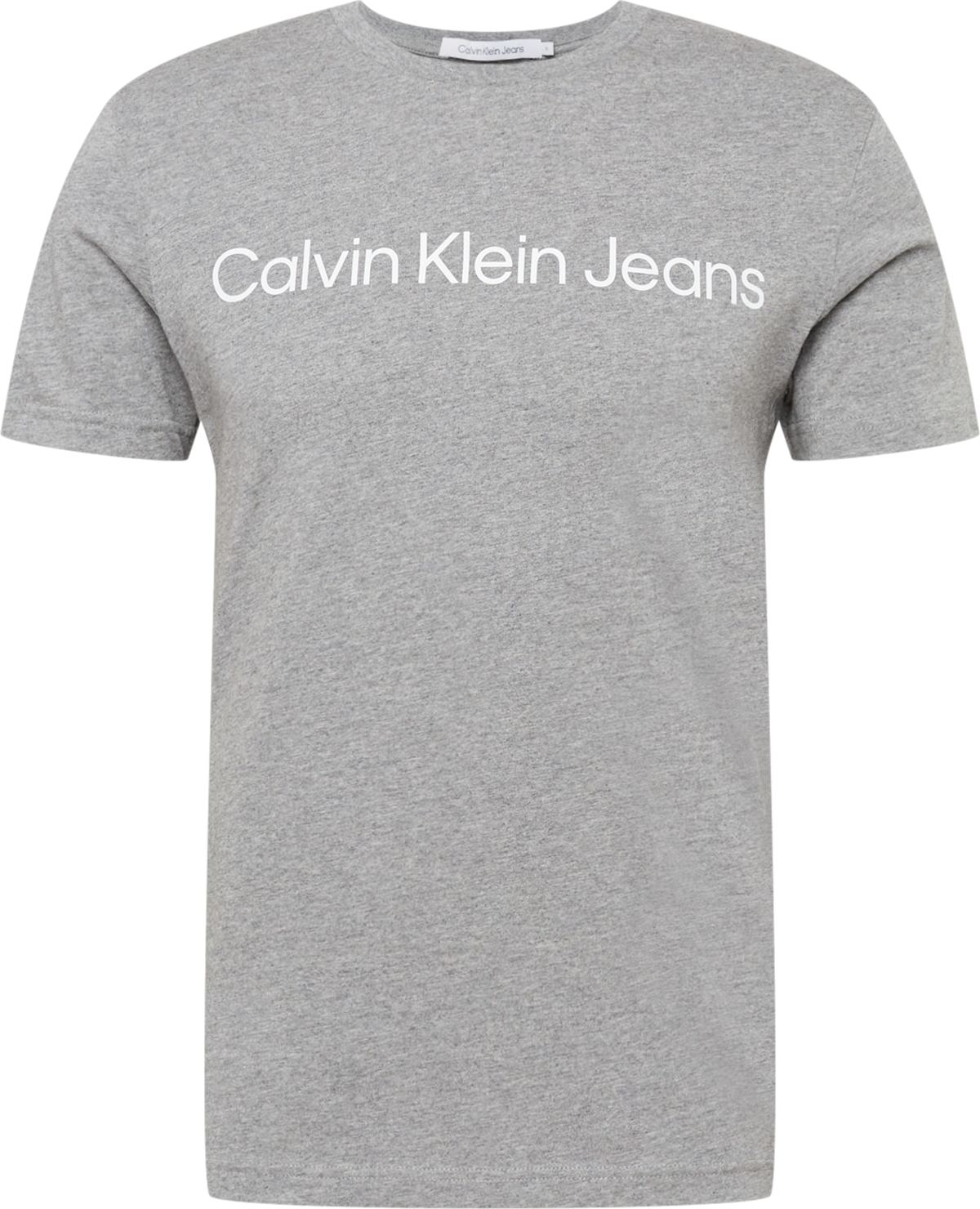 Tričko Calvin Klein Jeans šedý melír / bílá