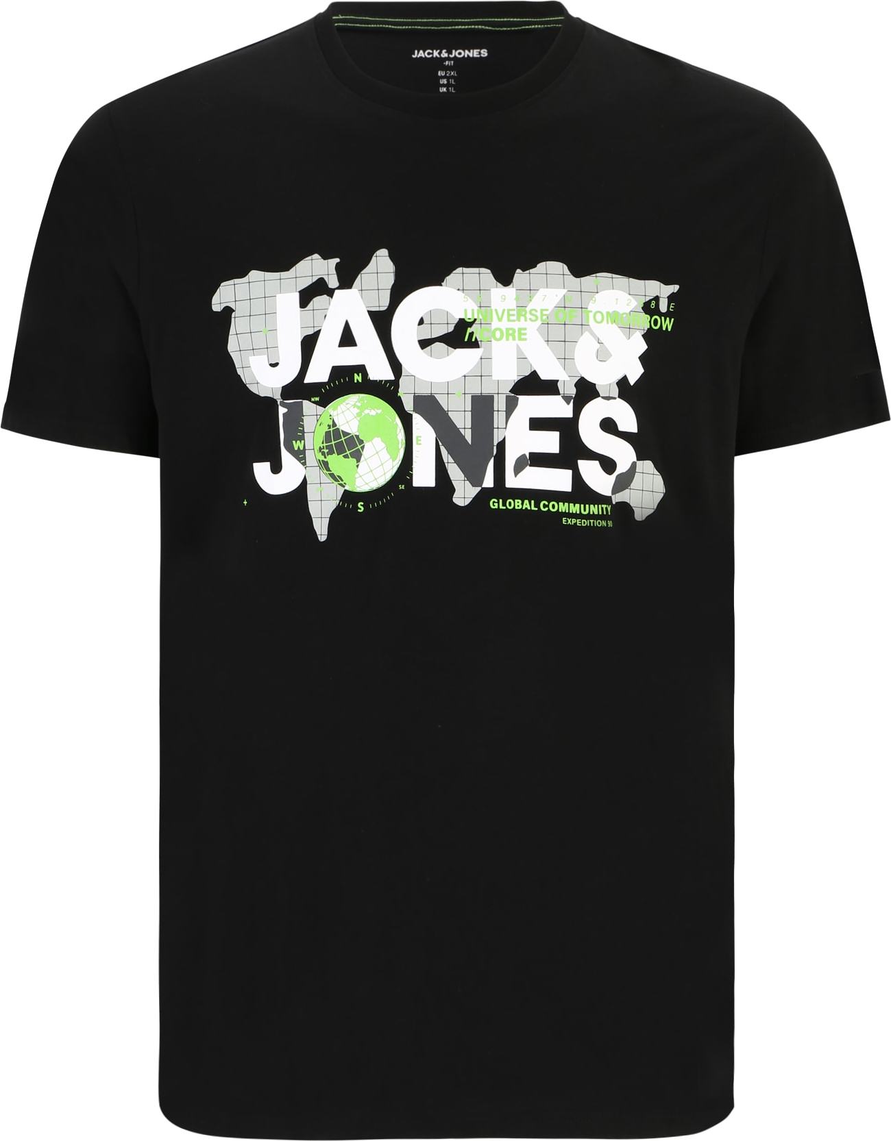 Tričko 'DUST' Jack & Jones Plus kiwi / černá / bílá