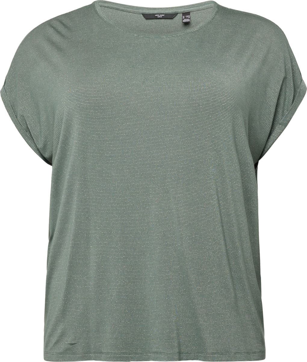 Tričko 'LAVA' Vero Moda Curve tmavě zelená / stříbrná