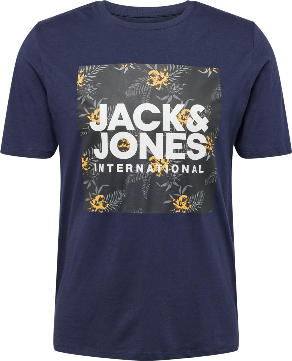 Tričko 'Loky' jack & jones námořnická modř / žlutá / šedá / bílá