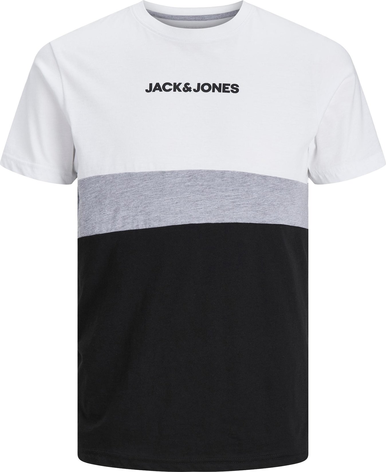 Tričko 'Reid' jack & jones šedý melír / černá / bílá