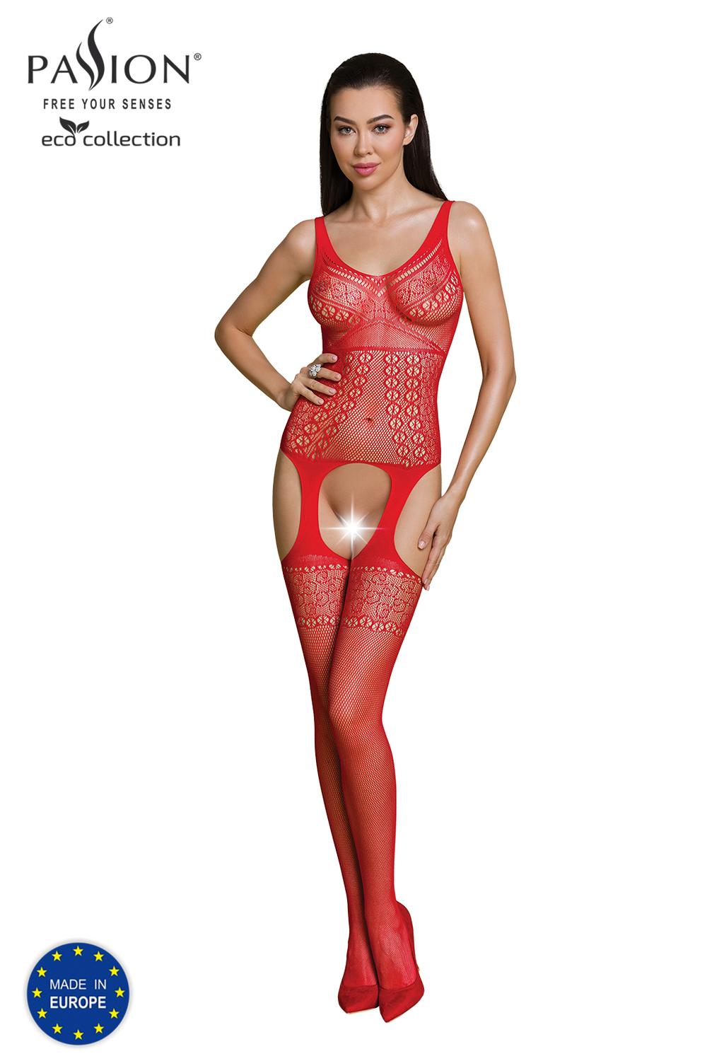 Passion ECO Bodystocking BS010 červený Passion