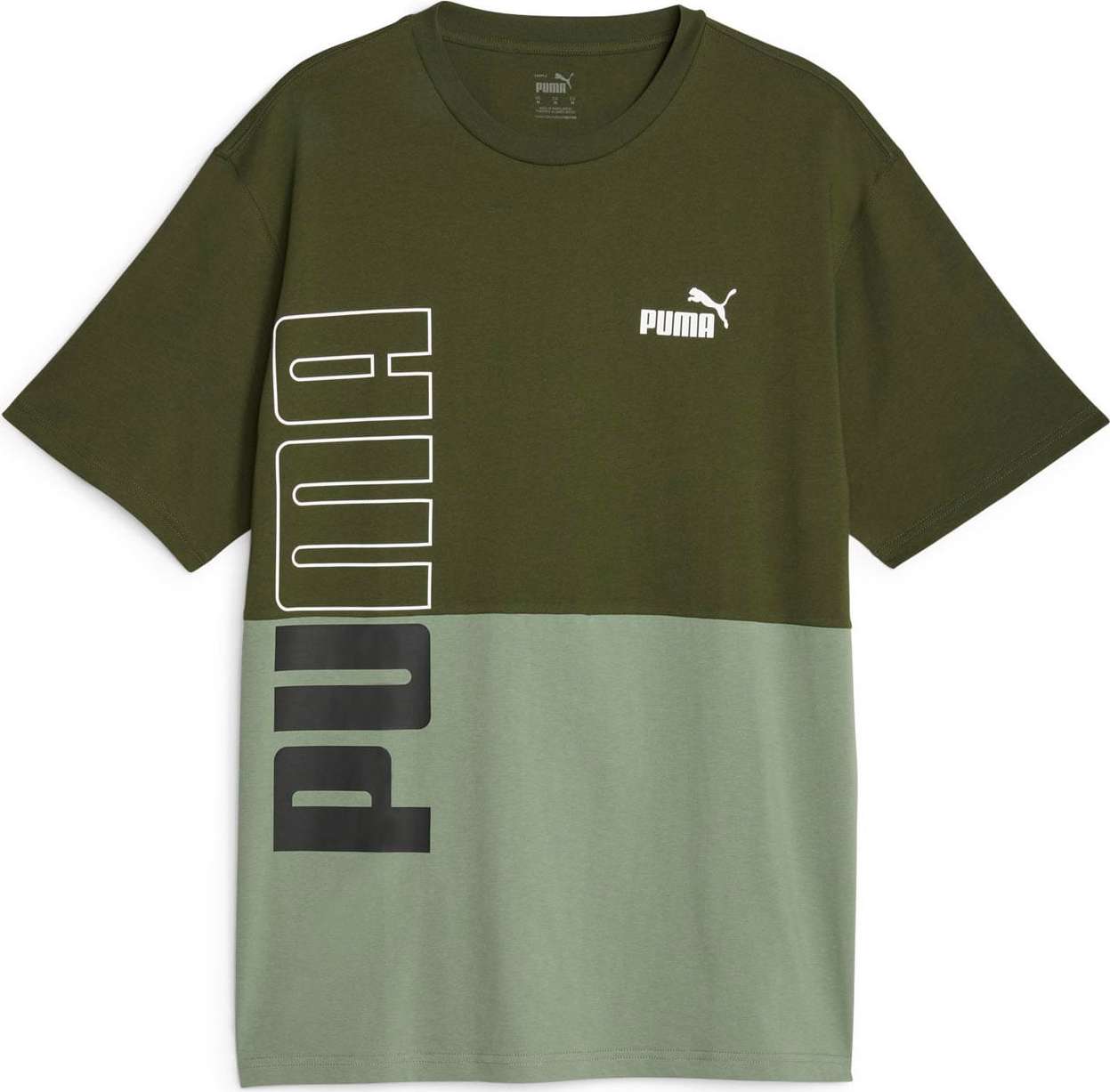 Funkční tričko 'POWER' Puma khaki / pastelově zelená / černá / bílá