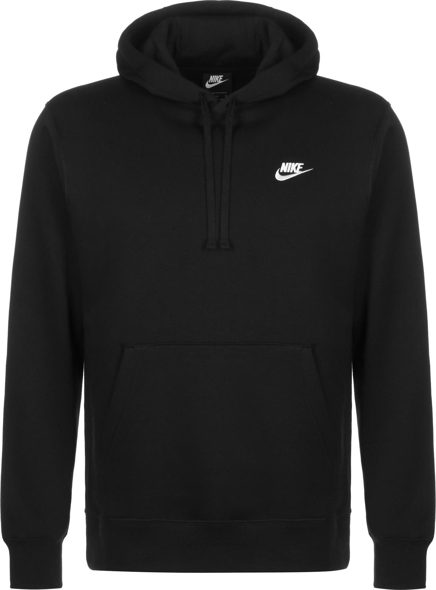 Mikina 'Club Fleece' Nike Sportswear černá / bílá