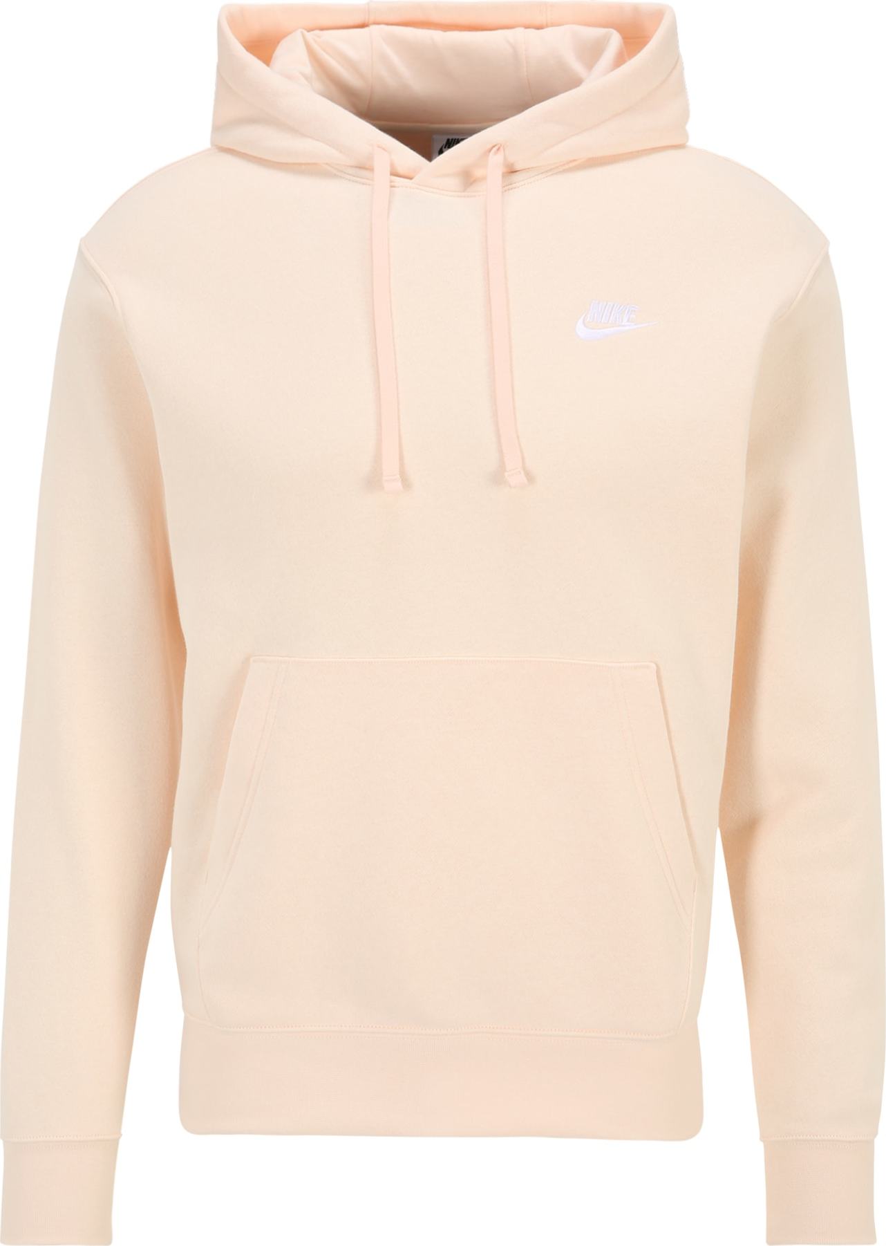 Mikina 'Club Fleece' Nike Sportswear světle béžová / bílá