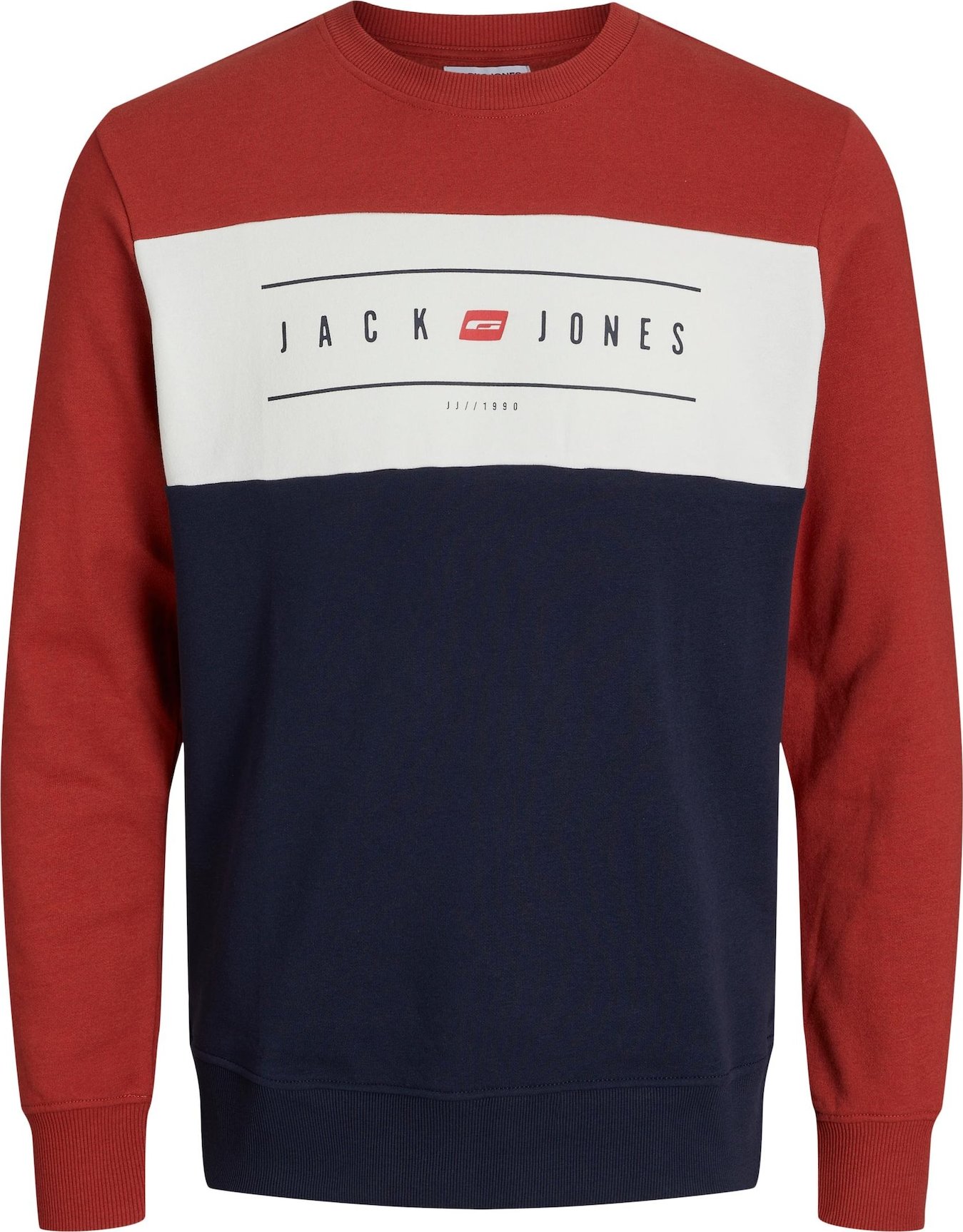 Mikina 'ELLIOT' jack & jones námořnická modř / krvavě červená / černá / offwhite