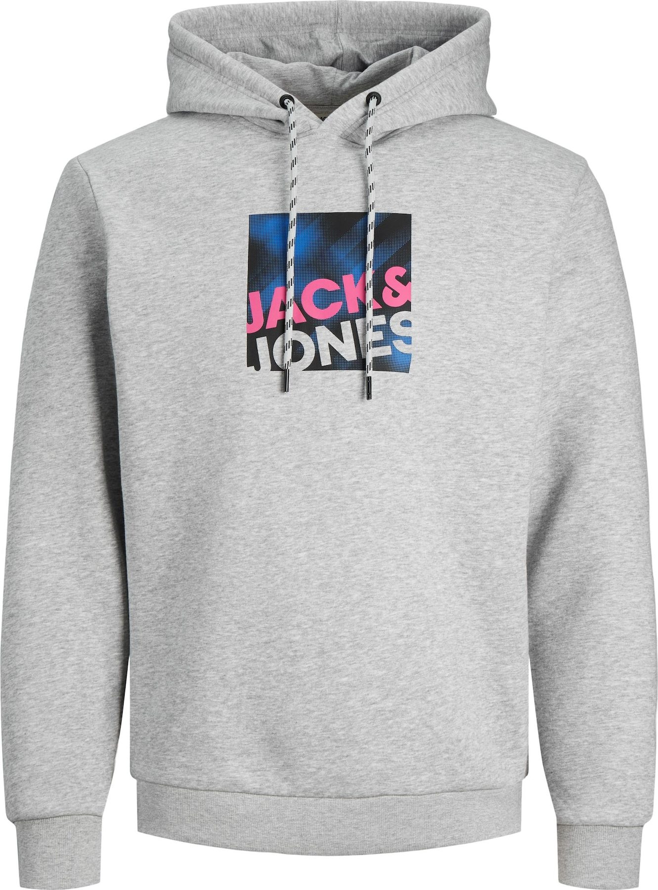 Mikina 'LOGAN' jack & jones modrá / šedý melír / pink