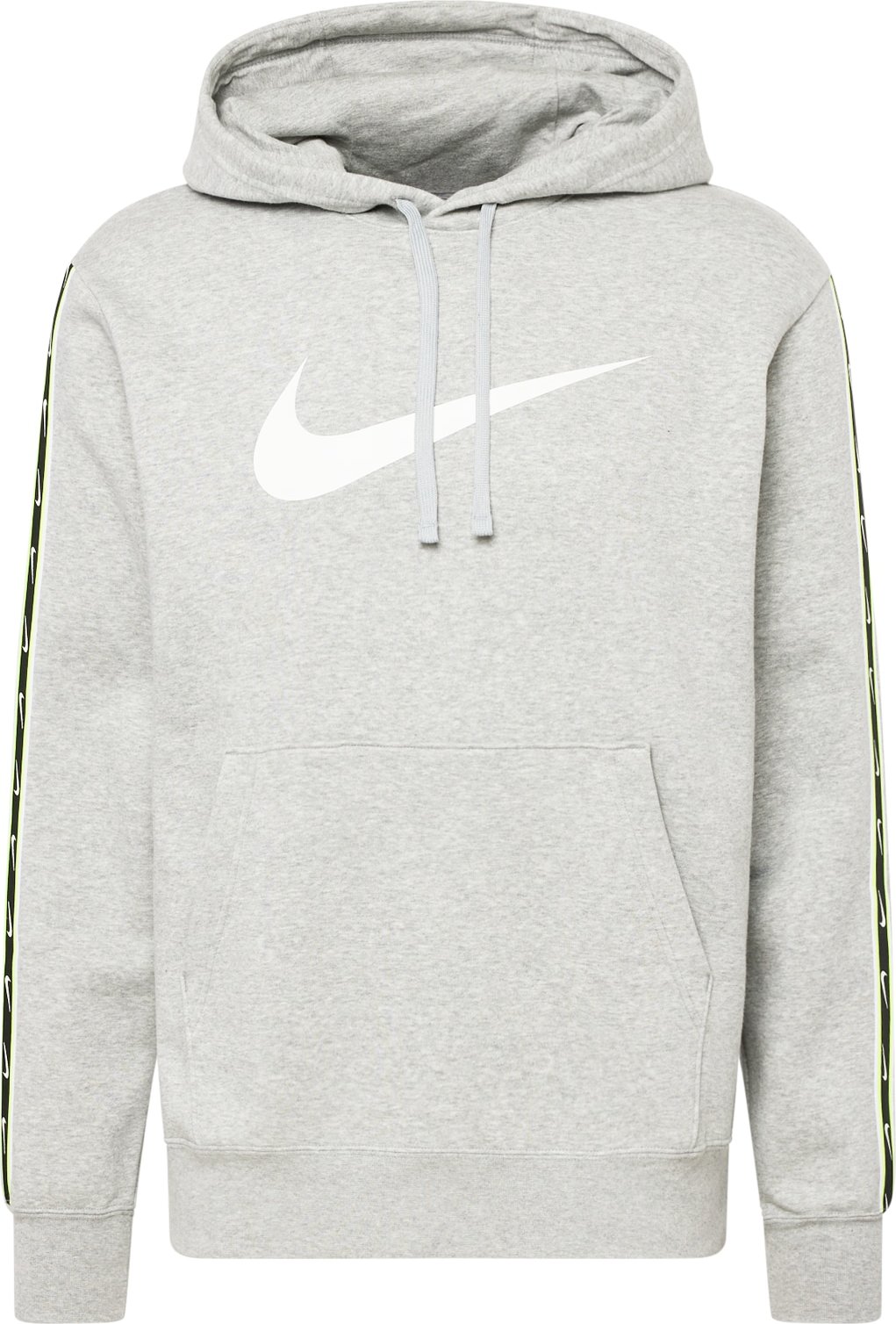 Mikina 'Repeat' Nike Sportswear šedý melír / svítivě zelená / černá / bílá