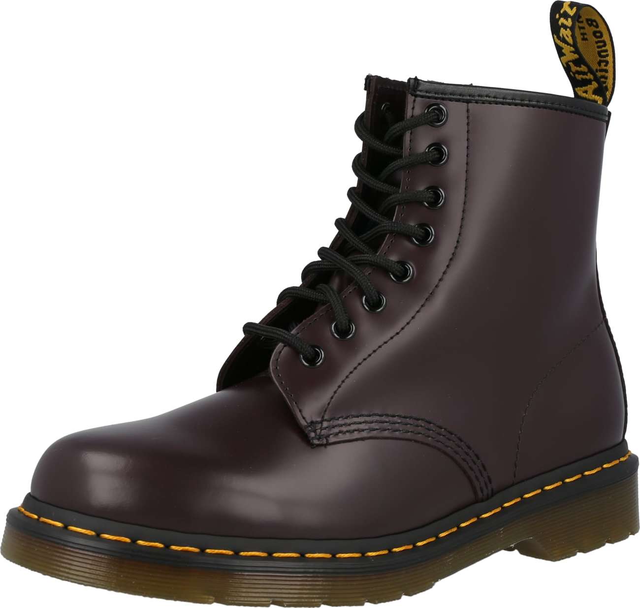 Šněrovací boty Dr. Martens žlutá / burgundská červeň / černá