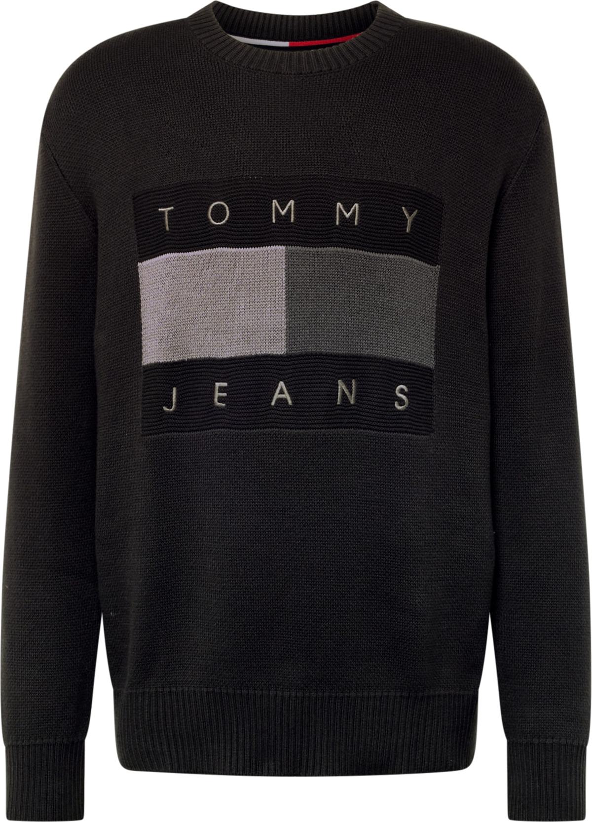 Svetr Tommy Jeans antracitová / tmavě šedá / černá / bílá