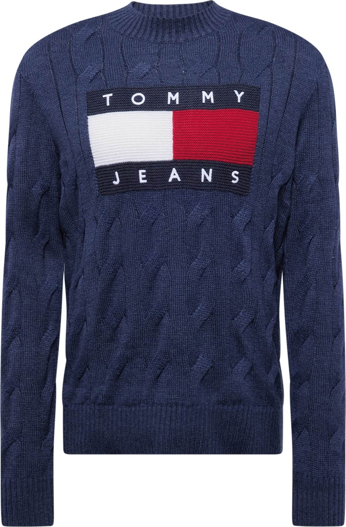 Svetr Tommy Jeans námořnická modř / tmavě modrá / červená / bílá