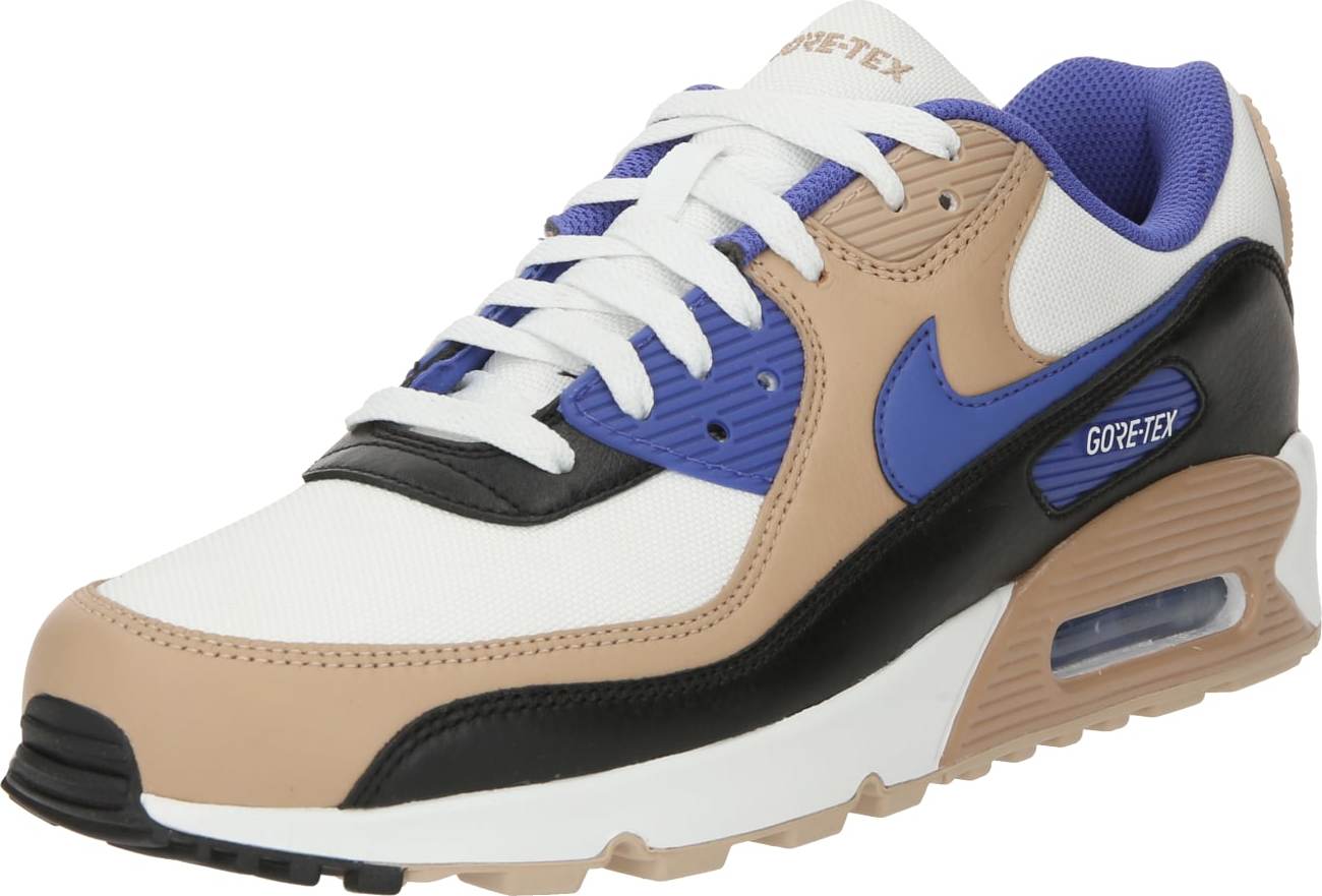 Tenisky 'AIR MAX 90' Nike Sportswear béžová / tmavě fialová / černá / bílá