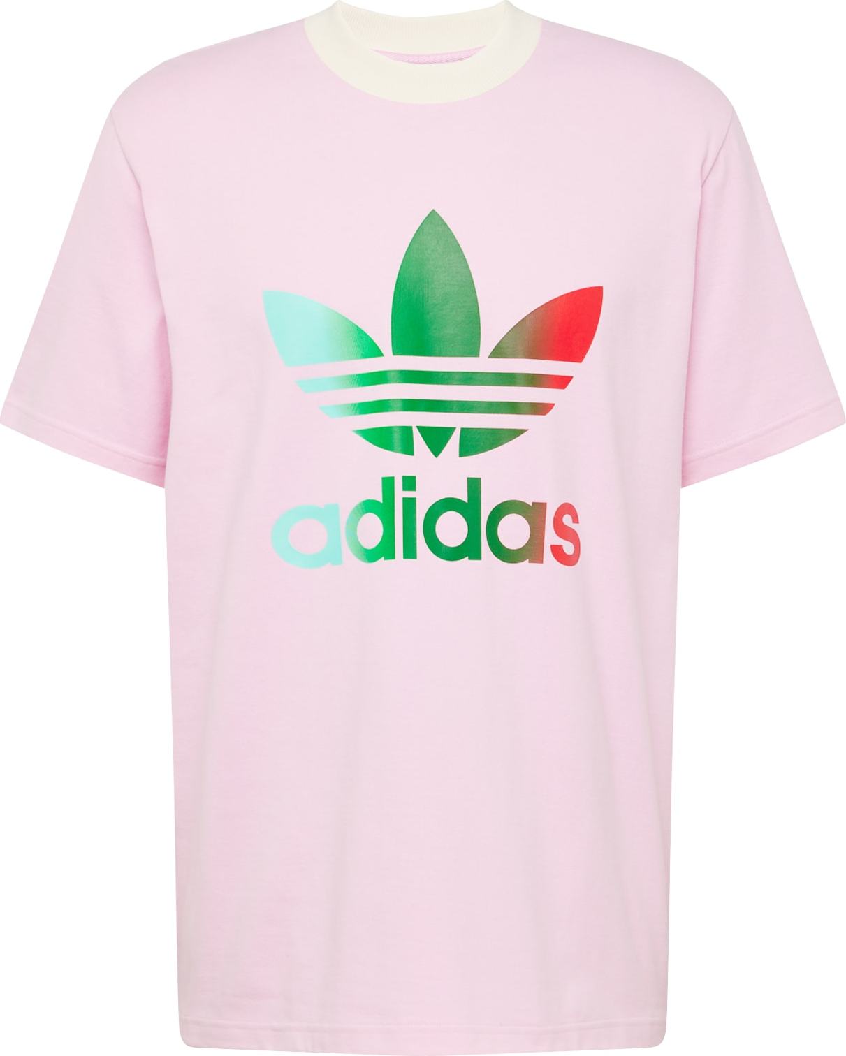 Tričko 'Adicolor 70S Premium Trefoil' adidas Originals krémová / trávově zelená / růžová / červená