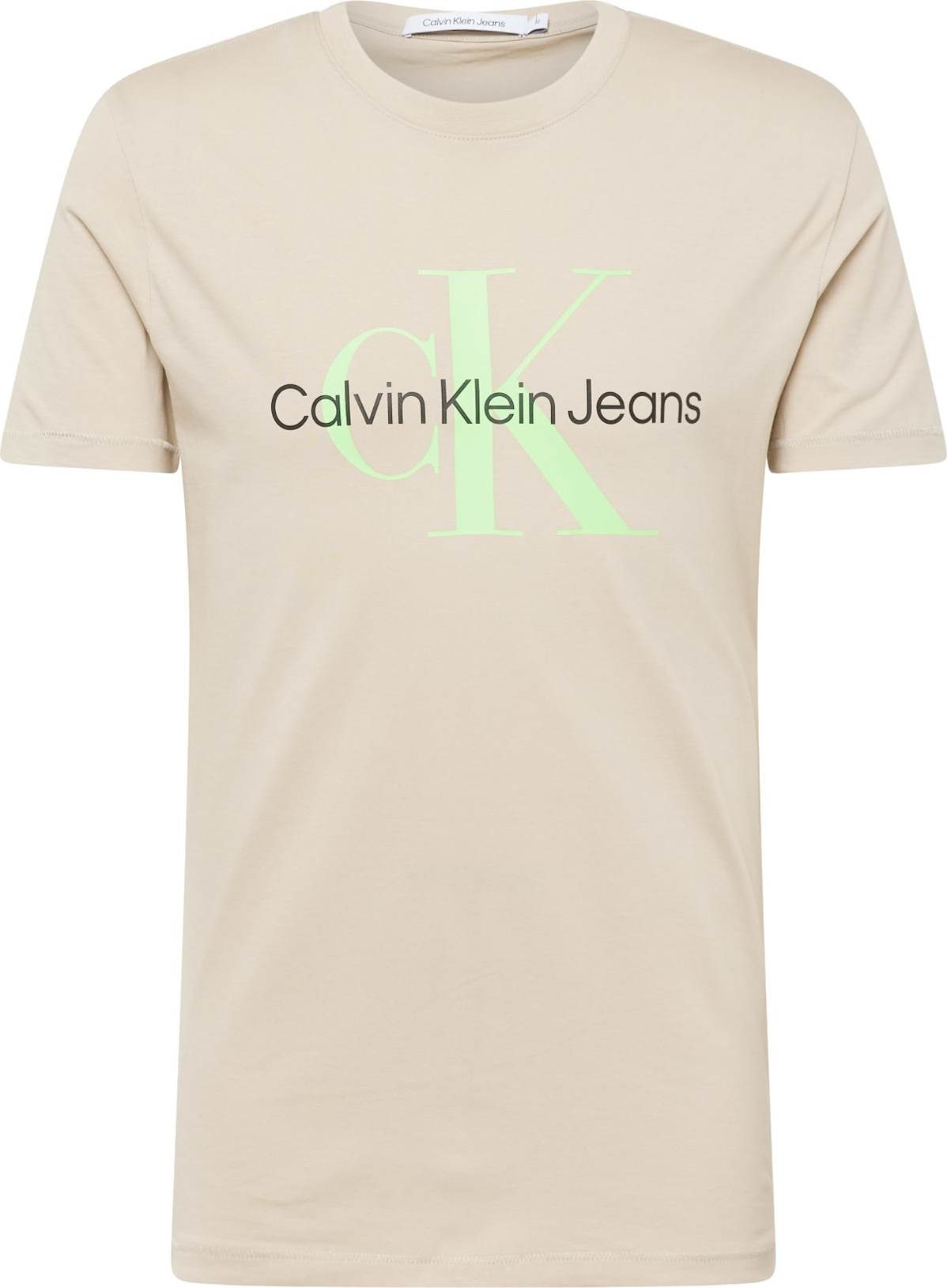 Tričko Calvin Klein Jeans béžová / kiwi / černá